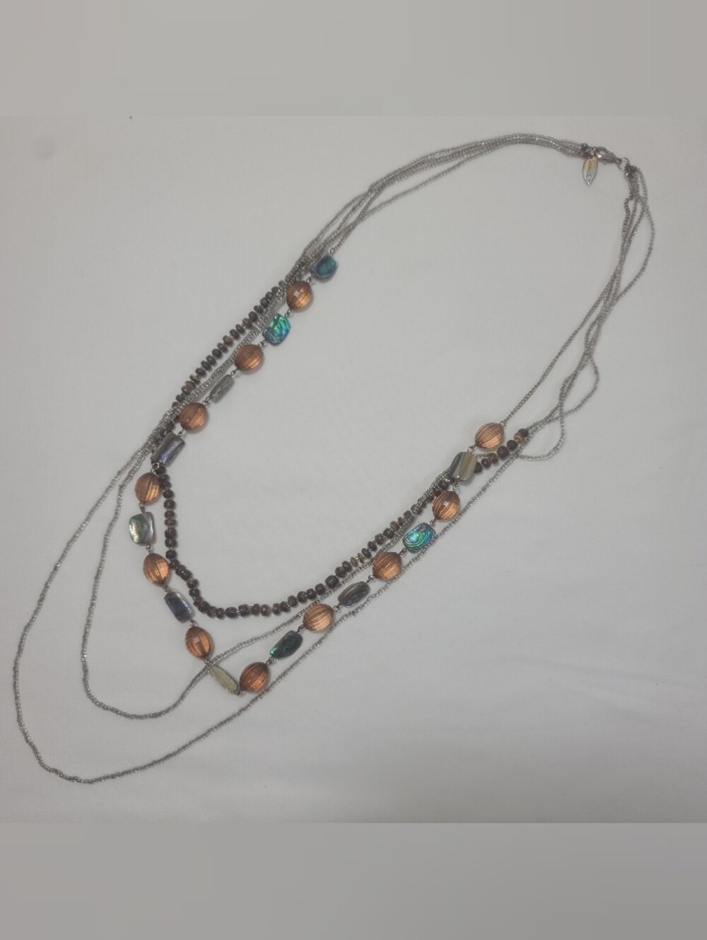 Coldwater Creek Multistrand Beaded Statement Necklace in Copper and Teal